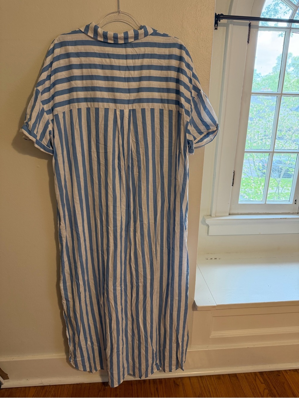Anthropologie Light Blue & White Striped Button-Front Maxi Shirt Dress - size XL - Picture 6 of 7